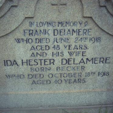 DELAMERE Frank -1918 &amp; Ida Hester BECKER -1918