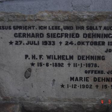 DEHNING P.H.F. Wilhelm 1892-1978 :: DEHNING Marie 1902-1999 :: DEHNING Gerhard Siegfried 1933-1959