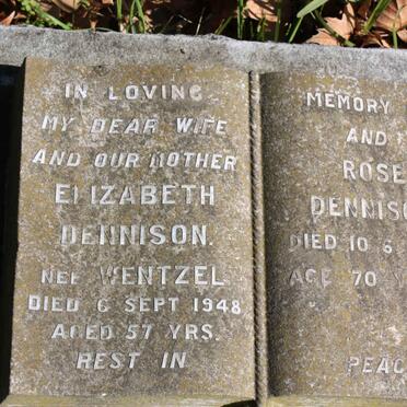 DENNISON Elizabeth nee WENTZEL -1948 :: DENNISON Rose -1960