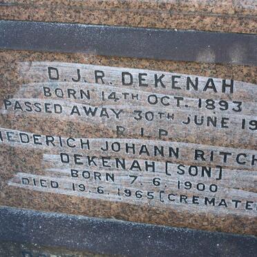 DEKENAH D.J.R. 1893-1962 :: DEKENAH Diederich Johann Ritchard -1900-1965