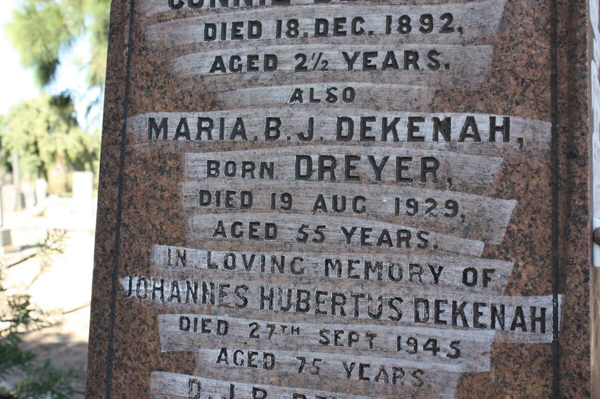 DEKENAH Johannes Hubertus -1945 :: DEKENAH Maria B.J. nee DREYER -1929