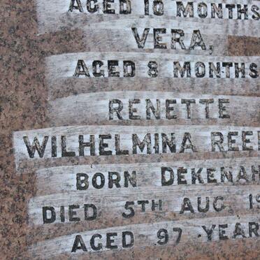 REELER Renette Wilhelmina nee DEKENAH -1960