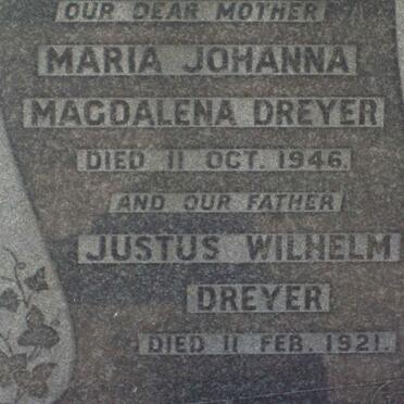 DREYER Justus Wilhelm -1921 &amp; Maria Johanna Magdalena -1946