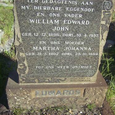EDWARDS William Edward John 1898-1957 &amp; Martha Johanna 1902-1989
