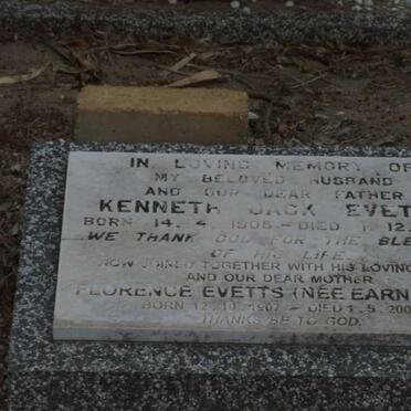 EVETTS Kenneth Jack 1905-1982 &amp; Florence EARNSHAW 1907-2000