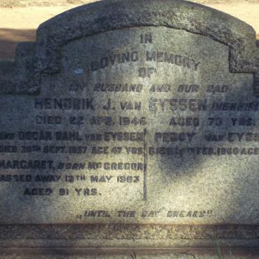 EYSSEN Hendrik J., van  -1945 &amp; Margaret McGREGOR  -1963 