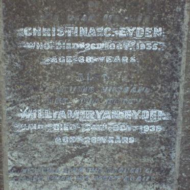 EYDEN William Ryan  -1939 &amp; Christina C. -1935 