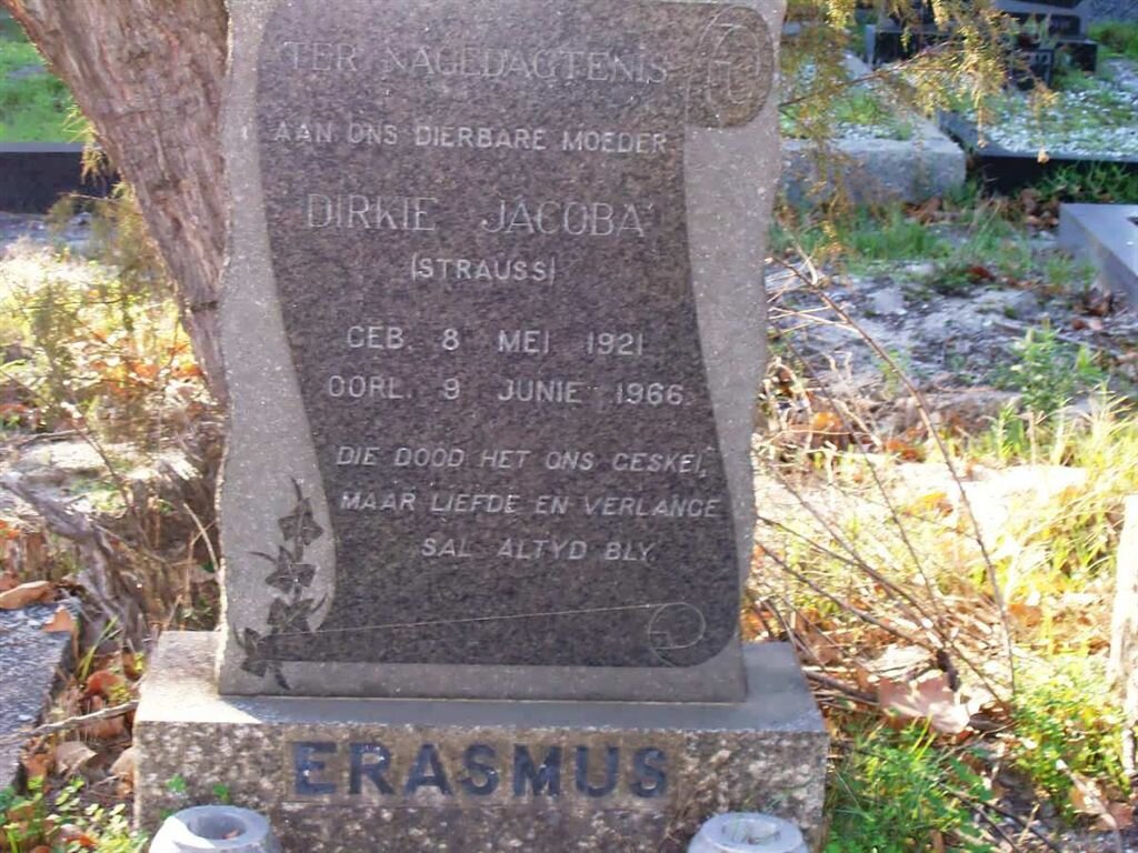 ERASMUS Dirkie Jacoba nee STRAUSS 1921-1966