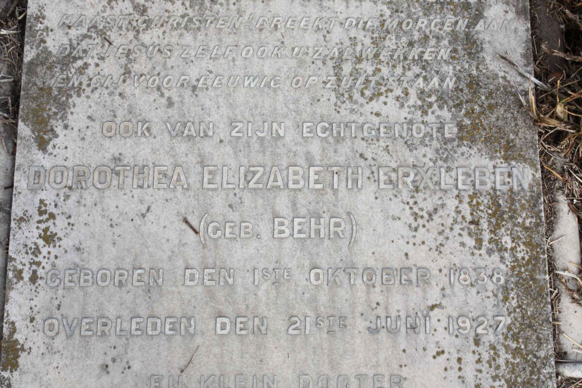 ERXLEBEN Dorothea Elizabeth nee BEHR 1838-1927