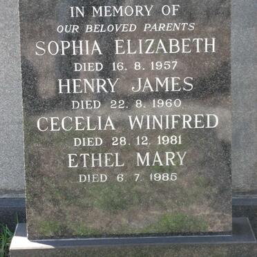 FAHEY Henry James -1960 &amp; Sophia Elizabeth -1957