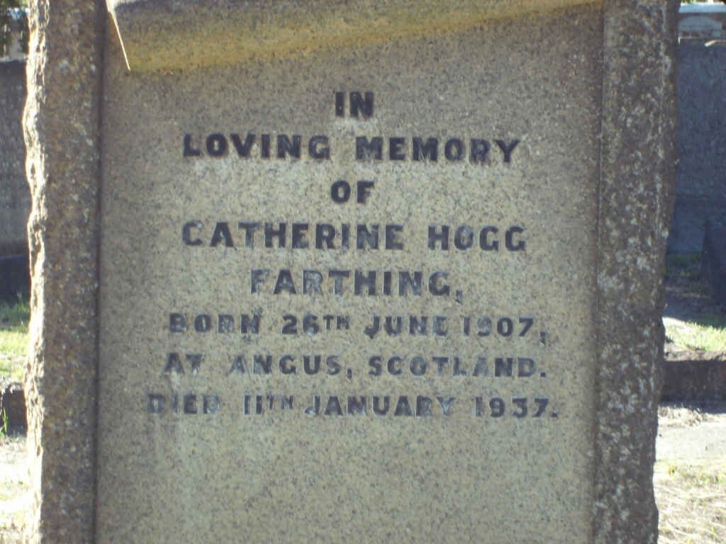 FARTHING Catherine nee HOGG 1907-1937