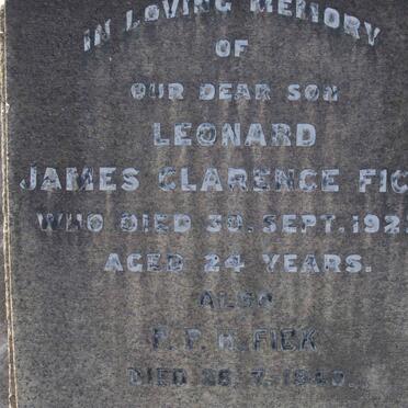 FICK Leonard James Clarence -1923 :: FICK P.P.H. -1940