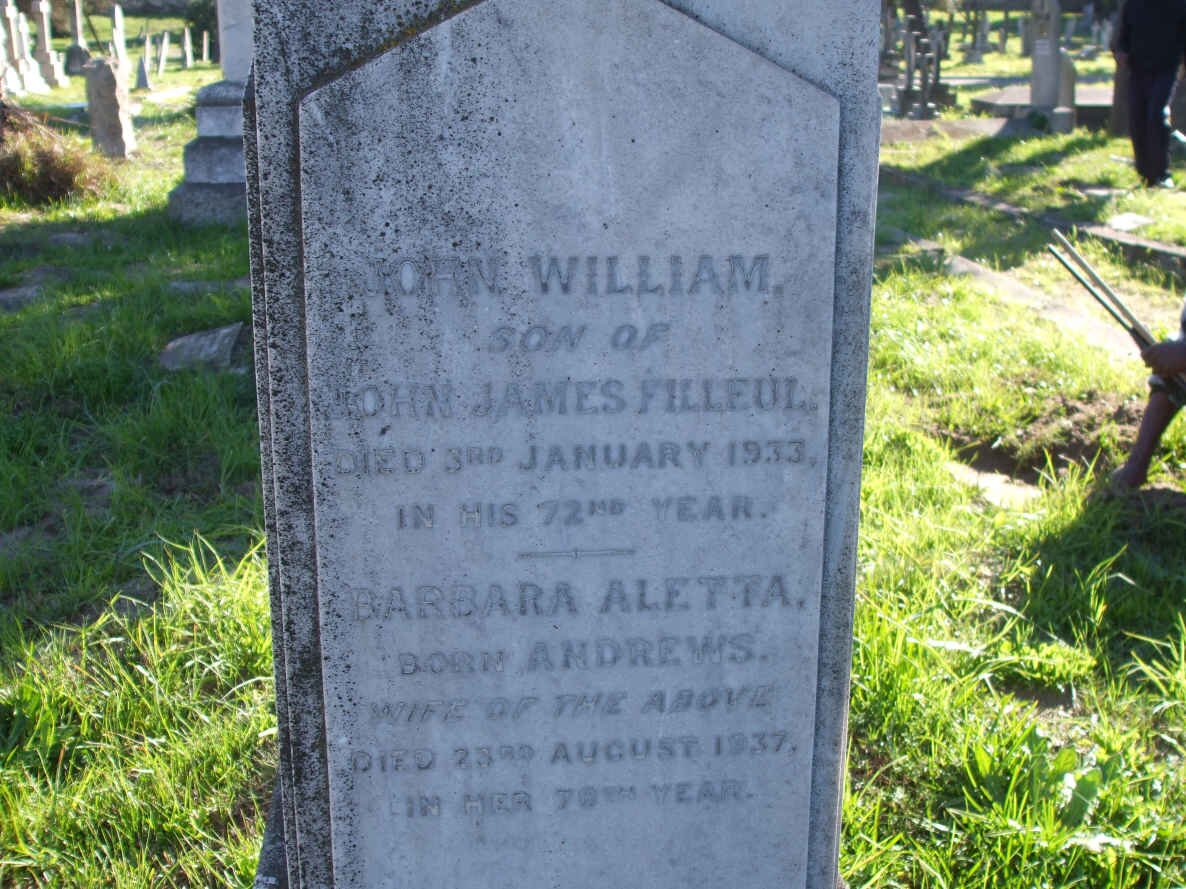 FILLEUL John William -1933 &amp; Barbara Aletta ANDREWS -1937