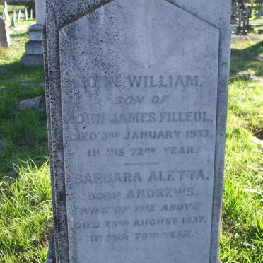 FILLEUL John William -1933 &amp; Barbara Aletta ANDREWS -1937