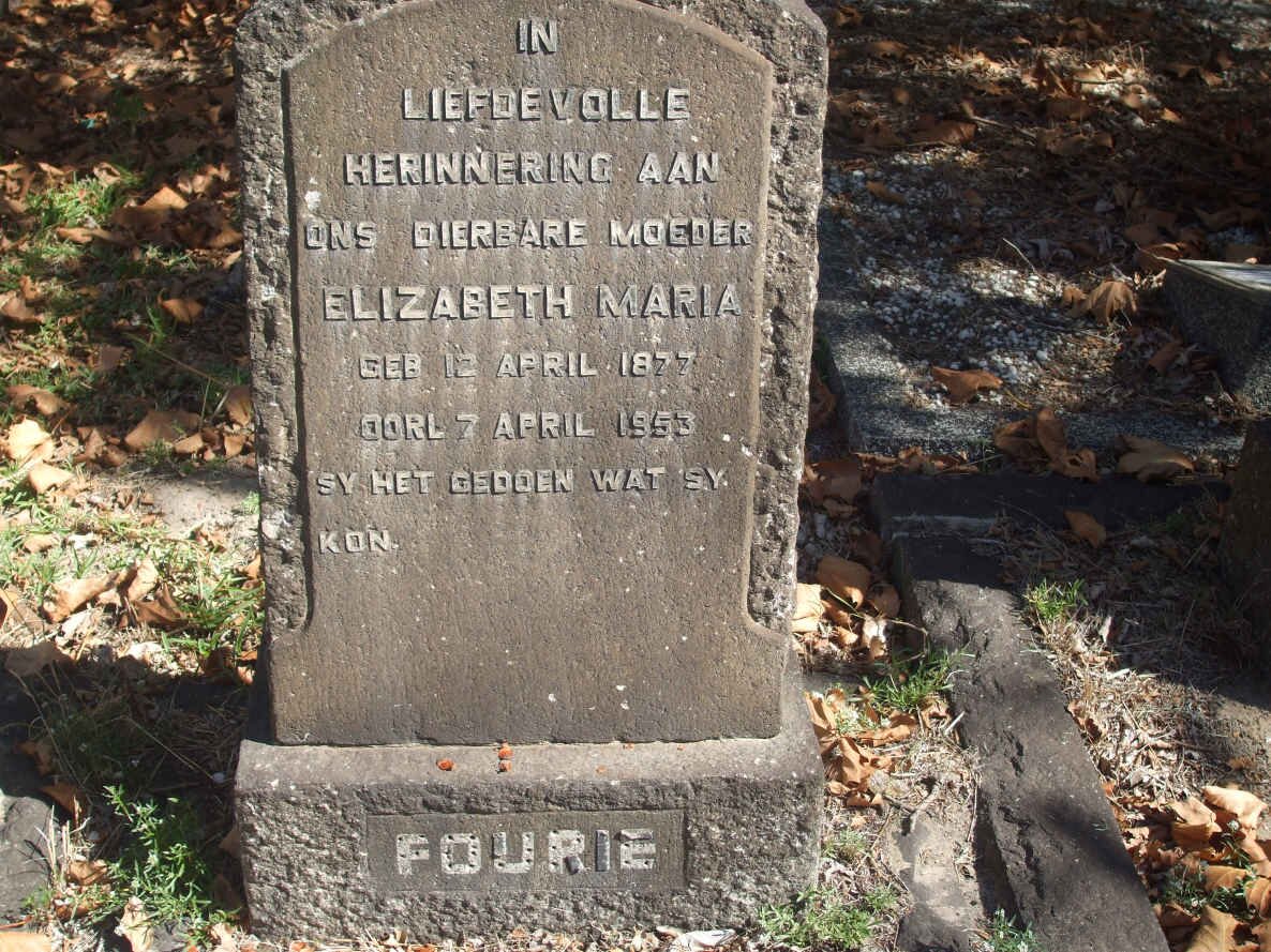 FOURIE Elizabeth Maria 1877-1953