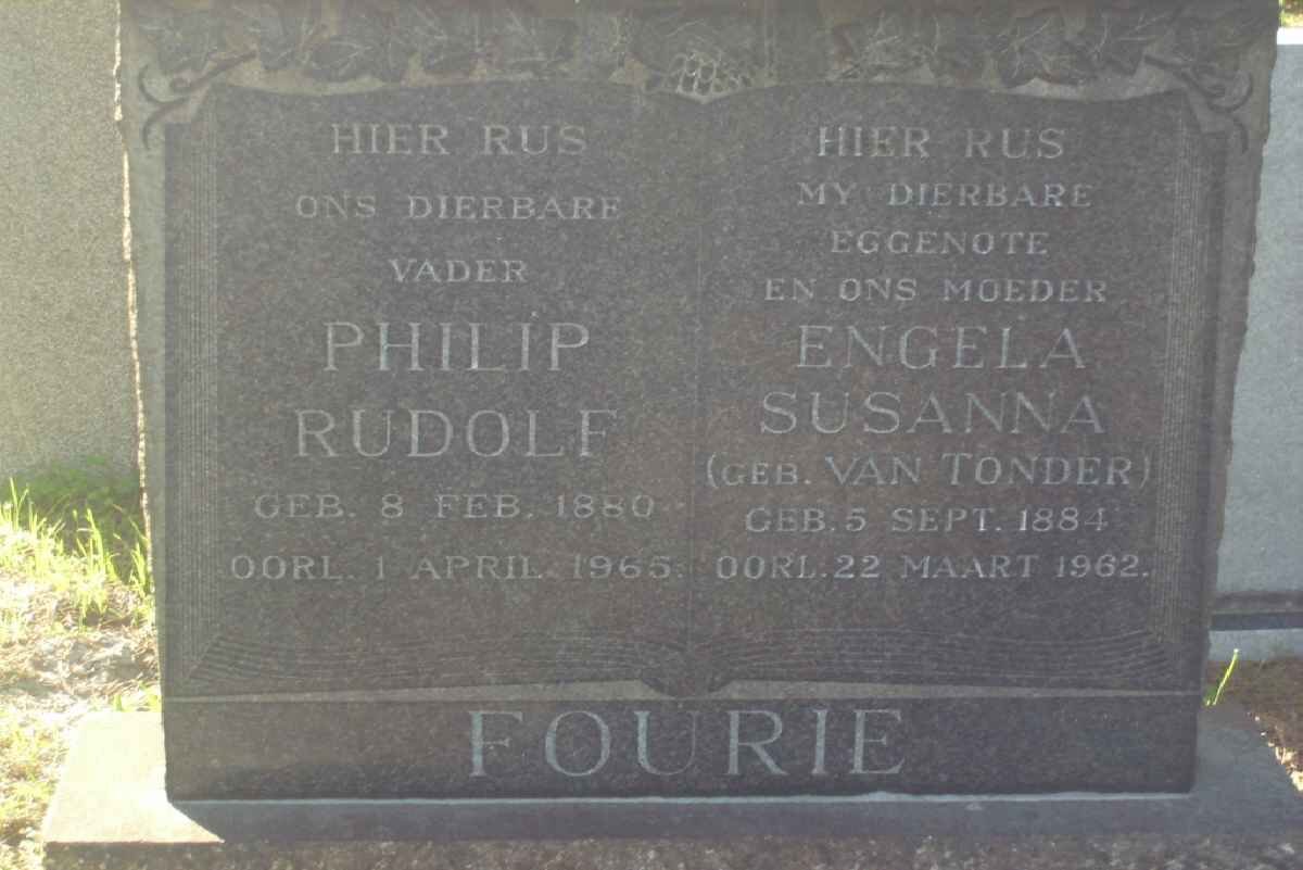 FOURIE Philip Rudolf 1880-1965 &amp; Engela Susanna VAN TONDER 1884-1962