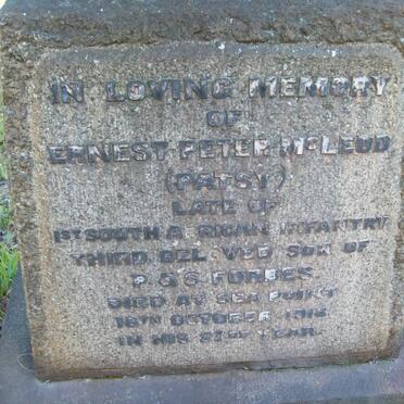 FORBES Ernest Peter McLeod -1916