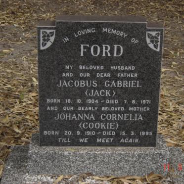 FORD Jacobus Gabriel 1904-1971 &amp; Johanna Cornelia 1910-1995