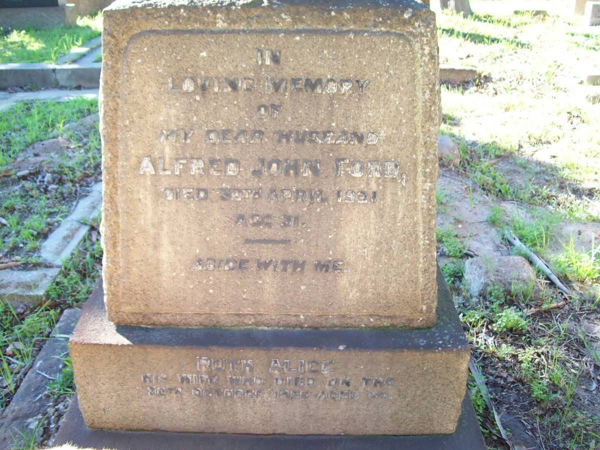 FORD Alfred John -1901 &amp; Ruth Alice -1956