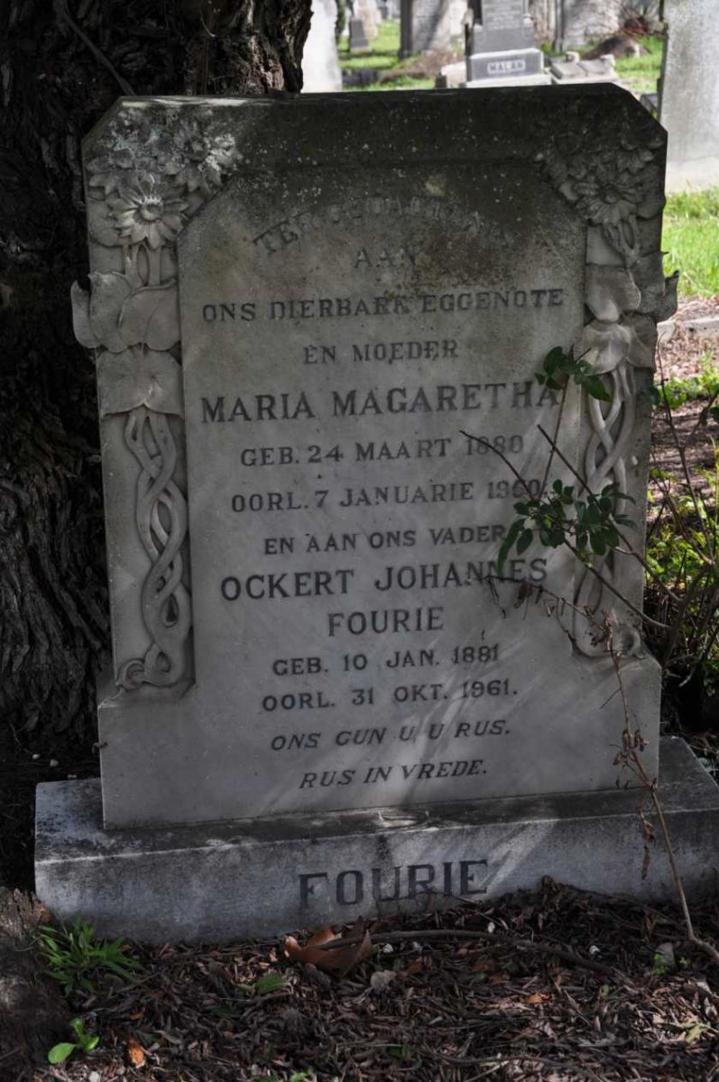 FOURIE Ockert Johannes 1881-1961 &amp; Maria Magaretha 1880-1950