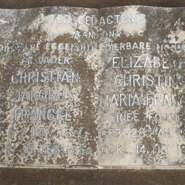 FRANCKE Christian Jakobus 1884-1958 &amp; Elizabeth Maria Christina FOURIE 1886-1964