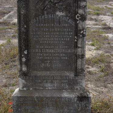 FRIEBUS J. Ferdinand 1881-1903 &amp; Emma Elizabeth 1891-1906