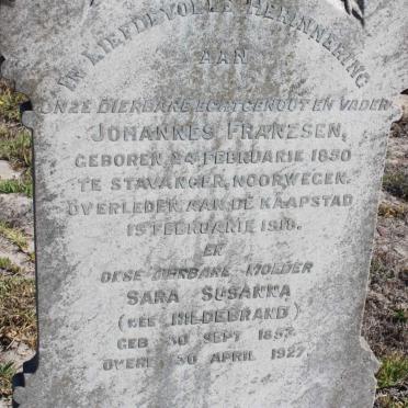FRANZSEN Johannes 1850-1918 &amp; Sara Susanna HILDEBRAND 1853-1927