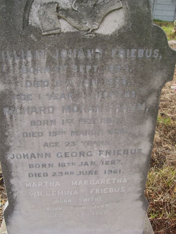 FRIEBUS Johann Georg 1887-1961 &amp; Martha Margaretha Willemina SMITH 1887-1967