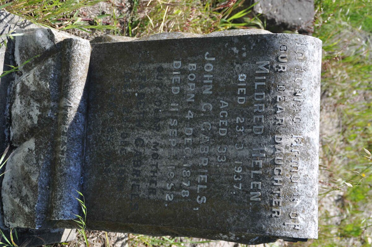 GABRIELS John G. 1878-1952 &amp; Elizabeth -19?? :: GABRIELS Mildred Helen -1937