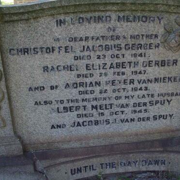 GERBER Christoffel Jacobus -1941 &amp; Rachel Elizabeth -1947