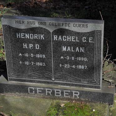 GERBER Hendrik H.P.D. 1889-1963 &amp; Rachel C.E. MALAN 1890-1967