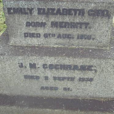 GIRD Emily Elizabeth nee MERRITT -1916 :: COCHRANE J.M. -1930