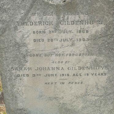 GILDENHUYS Frederick 1868-1903 :: GILDENHUYS Sarah Johanna -1915