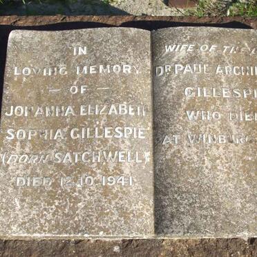 GILLESPIE Paul Archibald ? &amp; Johanna Elizabeth SATCHWELL  -1941