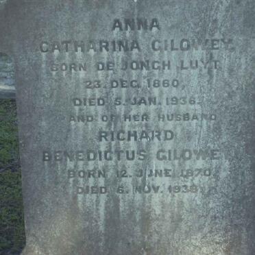GILOWEY Richard Benedictus 1870-1938 &amp; Anna Catharina DE JONGH LUYT 1860-1936