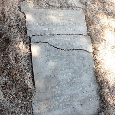 GIBBS Joseph Thomas 1872-1928 &amp; Elsje Johanna RETIEF 1874-1942 :: GIBBS Joseph 1900-1901