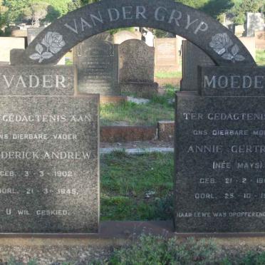 GRYP Frederick Andrew, van der 1902-1945 &amp; Annie Gertrude MAYS 1909-1972