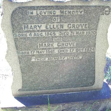 GROVE Mark 1861-1924 &amp; Mary Ellen 1865-1920