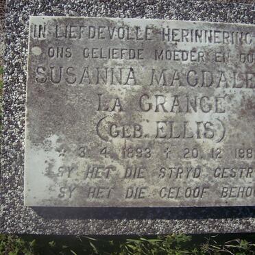GRANGE Susanna Magdalena, la nee ELLIS 1893-1982