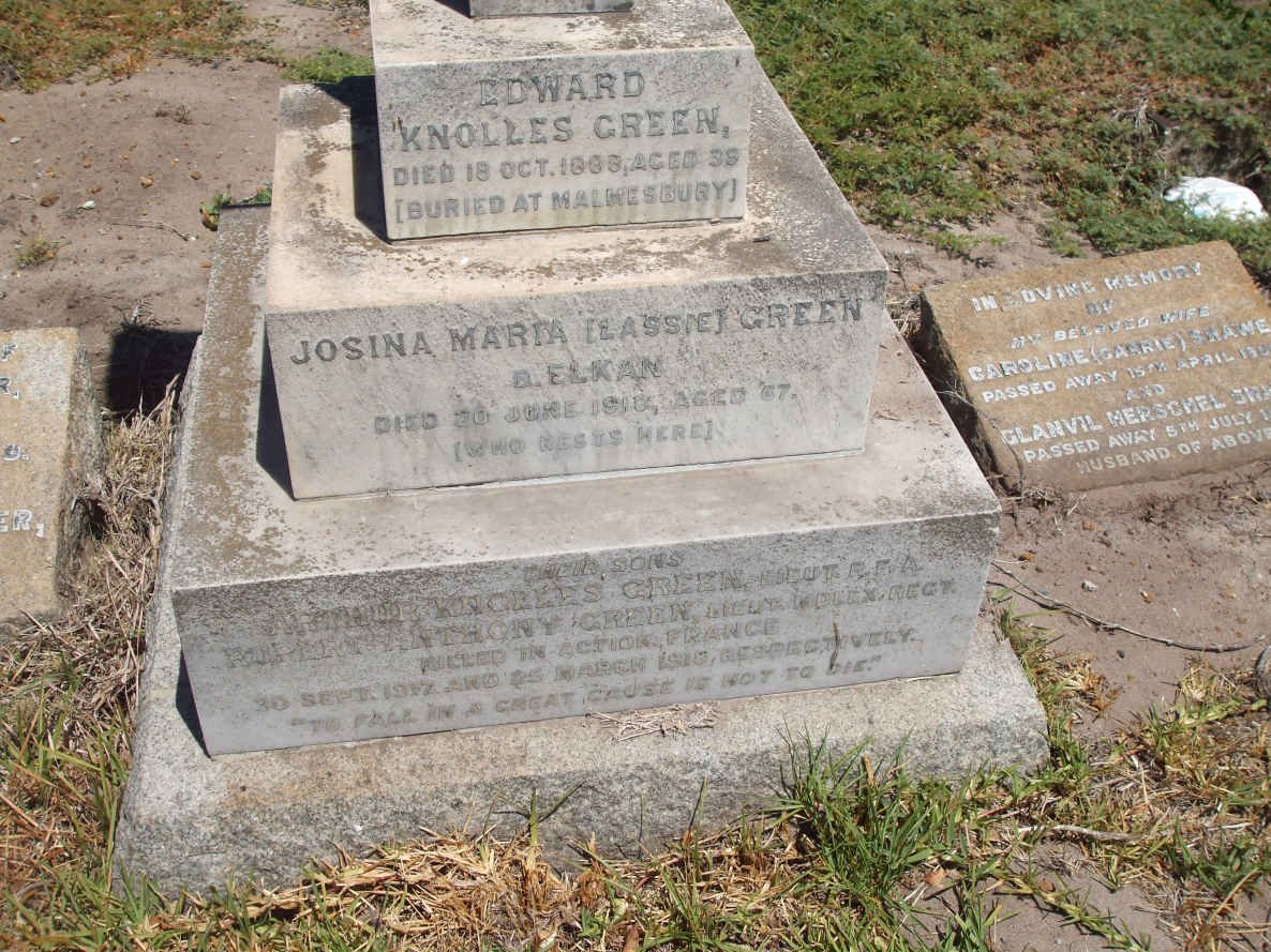 GREEN Edward Knolles -1888 :: GREEN Josina Maria nee ELKAN -1918