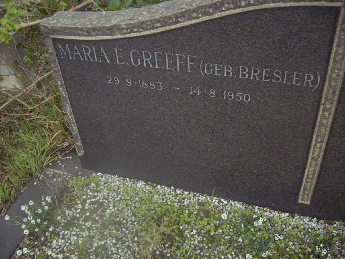 GREEFF Maria E. nee BRESLER 1883-1950