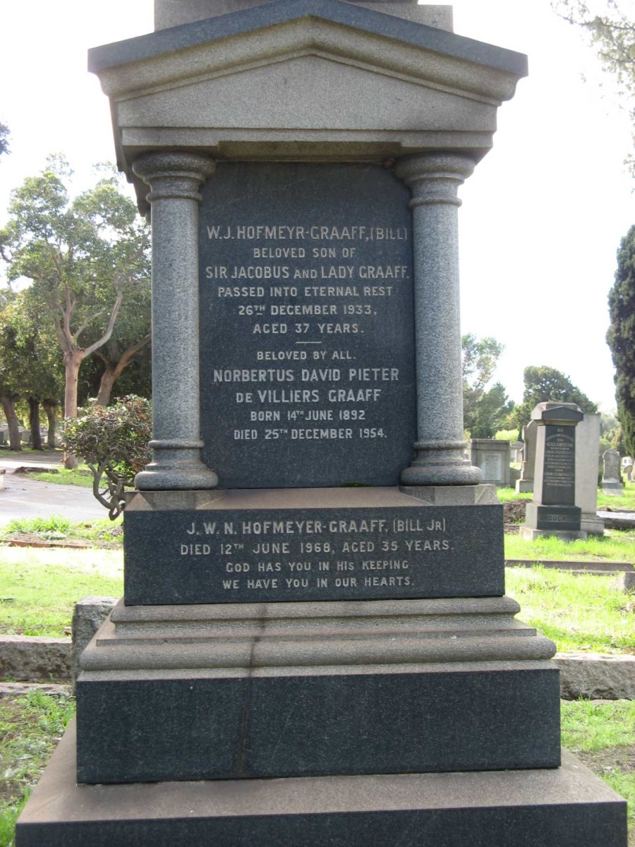 GRAAFF W.J., HOFMEYR -1933 :: GRAAFF Norbertus David Pieter, DE VILLIERS 1892-1954