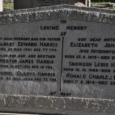 HARRIS Albert Edward -1941 &amp; Elizabeth Johanna HEYDENRYCH 1875-1963 :: HARRIS Hector James -1918