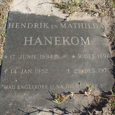 HANEKOM Hendrik 1894-1952 &amp; Mathilda 1896-1976