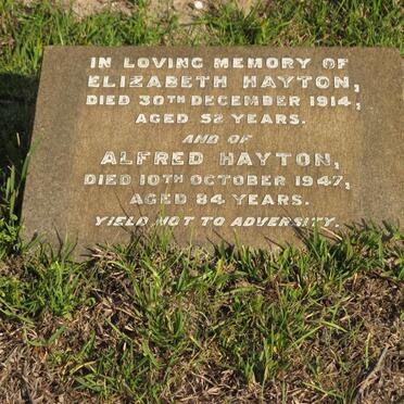 HAYTON Alfred -1947 &amp; Elizabeth -1914