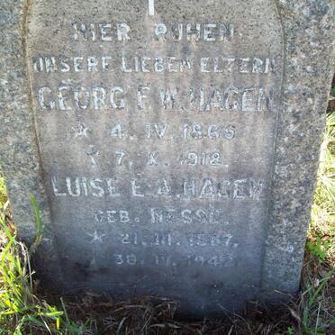 HAGEN Georg F.W. 1865-1918 &amp; Luise E.A. NESSE 1867-1942