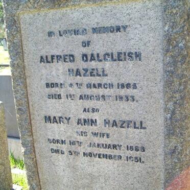 HAZELL Alfred Dalgleish 1865-1933 &amp; Mary Ann 1888-1981