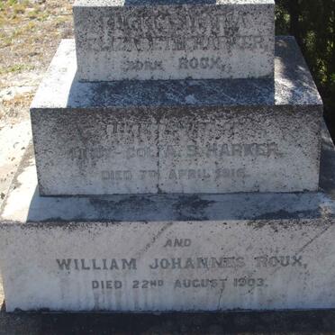 HARKER Engela Maria Elizabeth nee ROUX -1916 :: ROUX William Johannes -1903