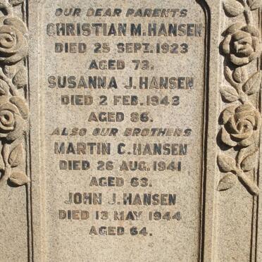 HANSEN Christian M. -1923 &amp; Susanna J. -1943 :: HANSEN Martin C. -1941 :: HANSEN John J. -1944