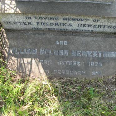 HEWERTSON William Wilson 1876-1971 &amp; Hester Fredrika HEWERTSON -1942